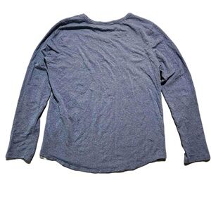BCG Womens Heathered Blue Long Sleeve Crew Neck T-Shirt Large